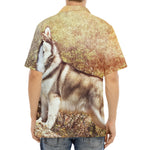 Vintage Alaskan Malamute Print Aloha Shirt
