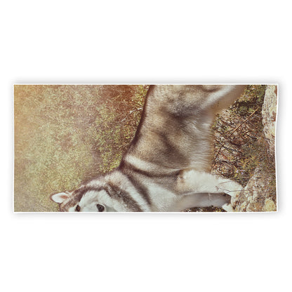Vintage Alaskan Malamute Print Beach Towel