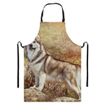 Vintage Alaskan Malamute Print Bib Apron With Pocket