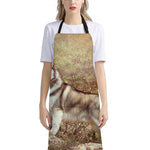 Vintage Alaskan Malamute Print Bib Apron With Pocket