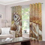 Vintage Alaskan Malamute Print Blackout Grommet Curtains