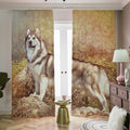 Vintage Alaskan Malamute Print Dimout Pencil Pleat Curtains
