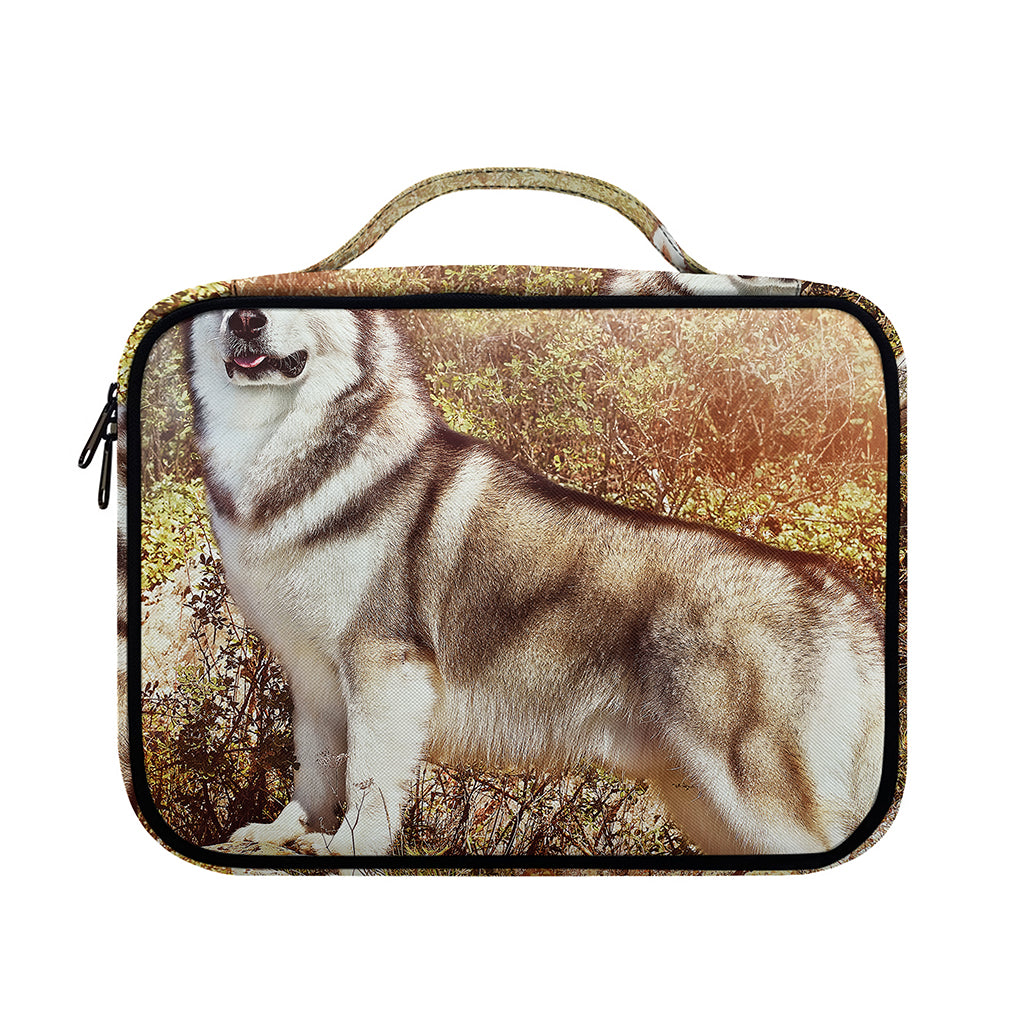Vintage Alaskan Malamute Print Briefcase Bible Bag