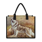 Vintage Alaskan Malamute Print Canvas Tote Bag