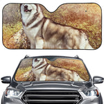 Vintage Alaskan Malamute Print Car Windshield Sun Shade