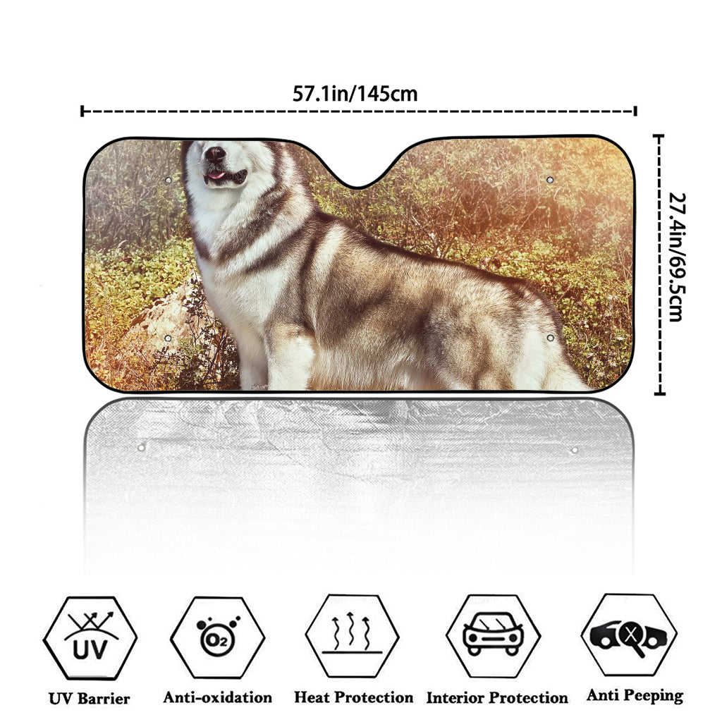 Vintage Alaskan Malamute Print Car Windshield Sun Shade