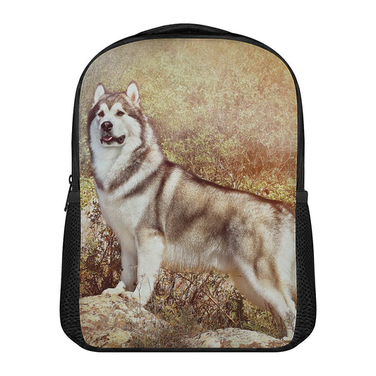 Vintage Alaskan Malamute Print Casual Backpack