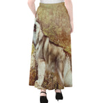 Vintage Alaskan Malamute Print Chiffon Maxi Skirt