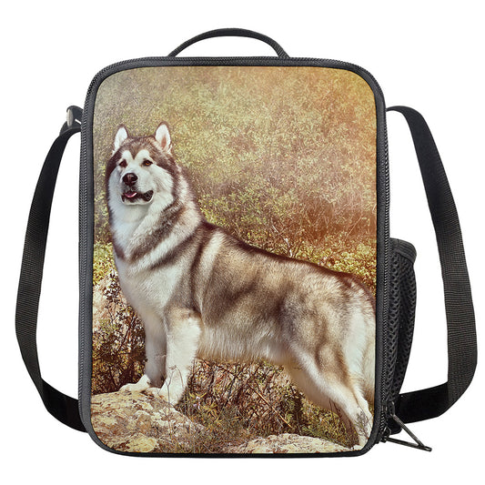 Vintage Alaskan Malamute Print Crossbody Lunch Bag