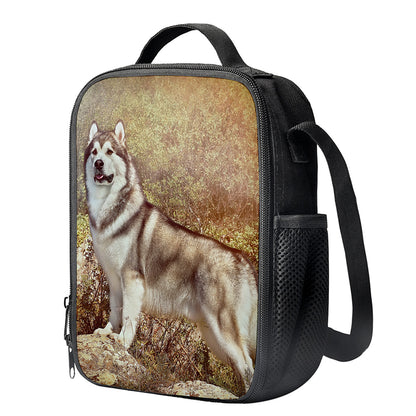 Vintage Alaskan Malamute Print Crossbody Lunch Bag