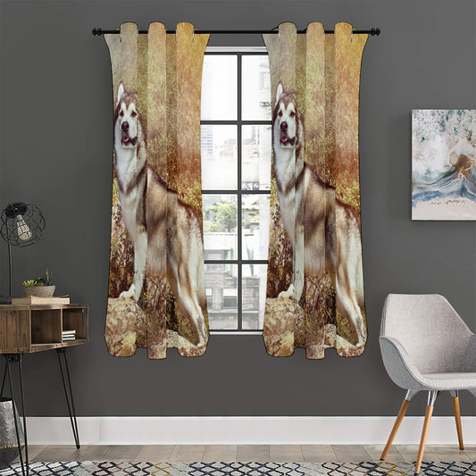 Vintage Alaskan Malamute Print Curtain