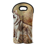 Vintage Alaskan Malamute Print Double Neoprene Wine Tote
