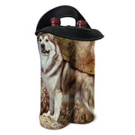 Vintage Alaskan Malamute Print Double Neoprene Wine Tote