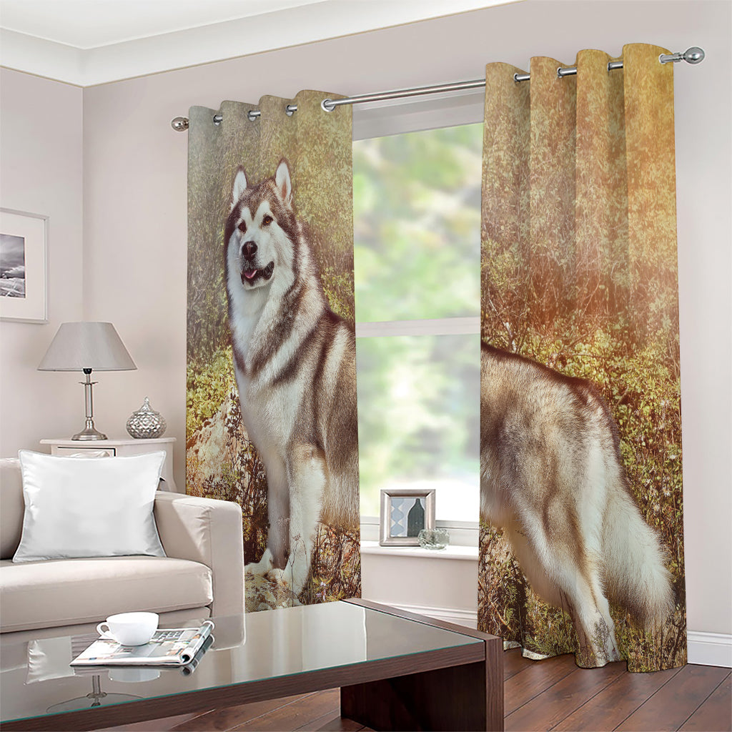 Vintage Alaskan Malamute Print Extra Wide Grommet Curtains