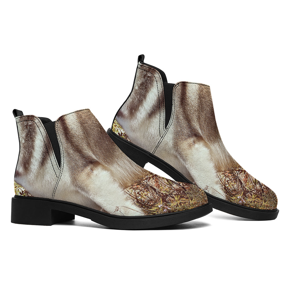 Vintage Alaskan Malamute Print Flat Ankle Boots