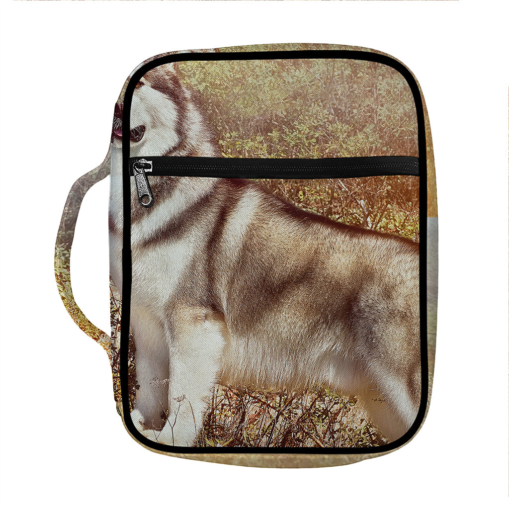 Vintage Alaskan Malamute Print Front Pocket Bible Bag