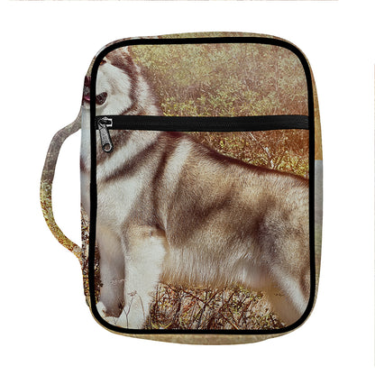Vintage Alaskan Malamute Print Front Pocket Bible Bag