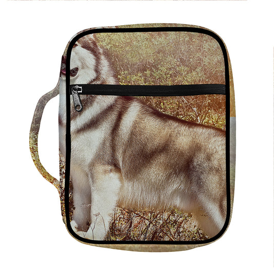 Vintage Alaskan Malamute Print Front Pocket Bible Bag