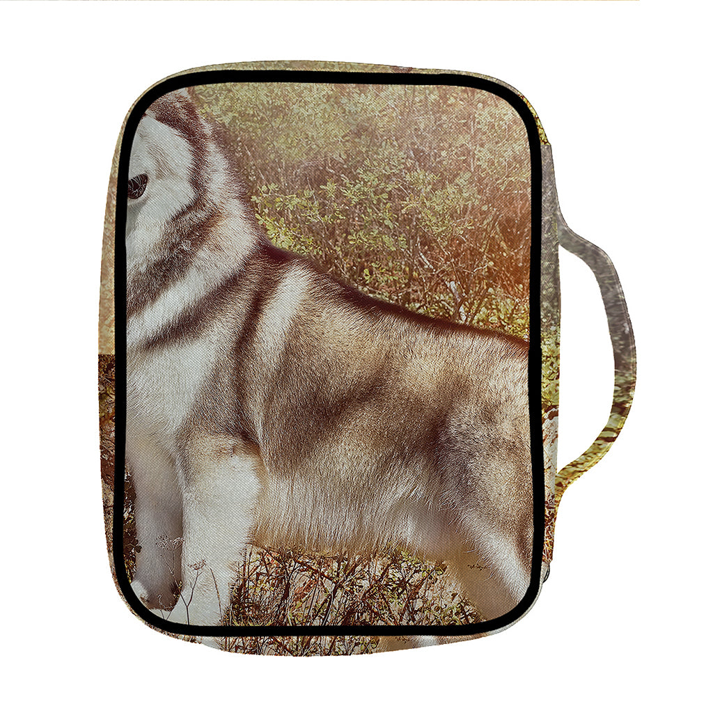 Vintage Alaskan Malamute Print Front Pocket Bible Bag