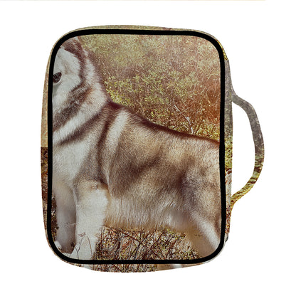Vintage Alaskan Malamute Print Front Pocket Bible Bag