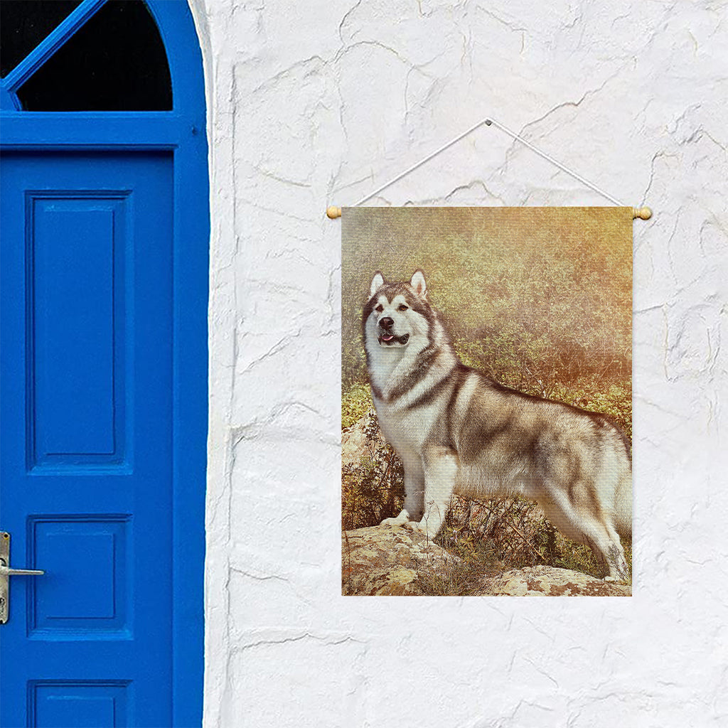 Vintage Alaskan Malamute Print Garden Flag