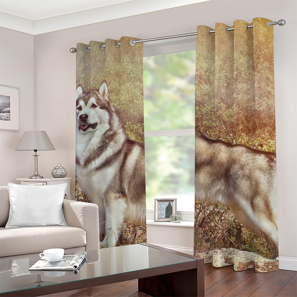 Vintage Alaskan Malamute Print Grommet Curtains