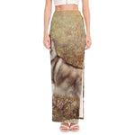 Vintage Alaskan Malamute Print High Slit Maxi Skirt