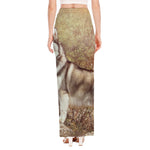 Vintage Alaskan Malamute Print High Slit Maxi Skirt