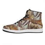 Vintage Alaskan Malamute Print High Top Leather Sneakers