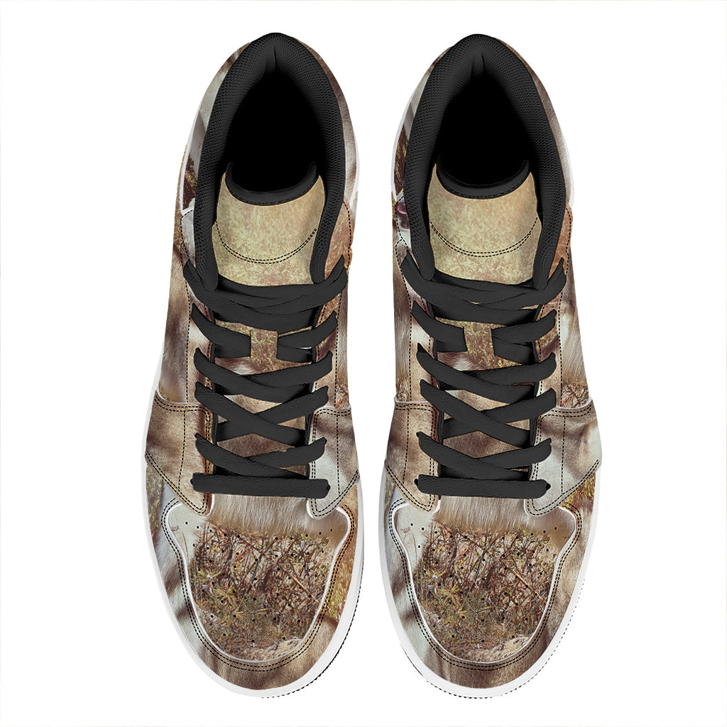 Vintage Alaskan Malamute Print High Top Leather Sneakers