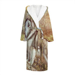 Vintage Alaskan Malamute Print Hooded Bathrobe