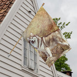Vintage Alaskan Malamute Print House Flag