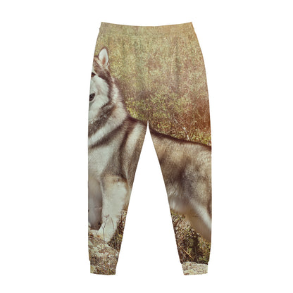 Vintage Alaskan Malamute Print Jogger Pants