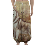 Vintage Alaskan Malamute Print Lantern Pants