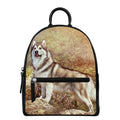 Vintage Alaskan Malamute Print Leather Backpack