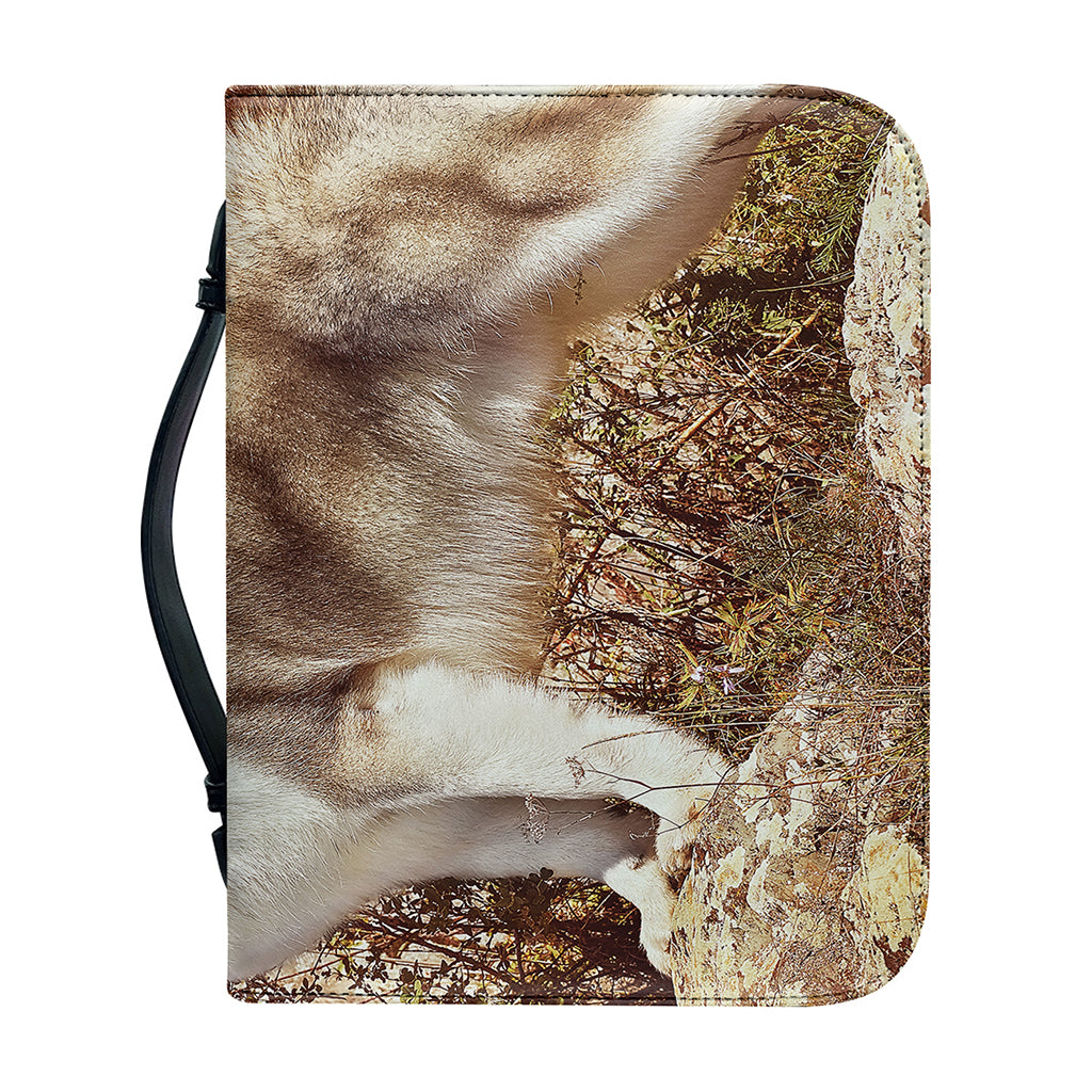 Vintage Alaskan Malamute Print Leather Bible Cover