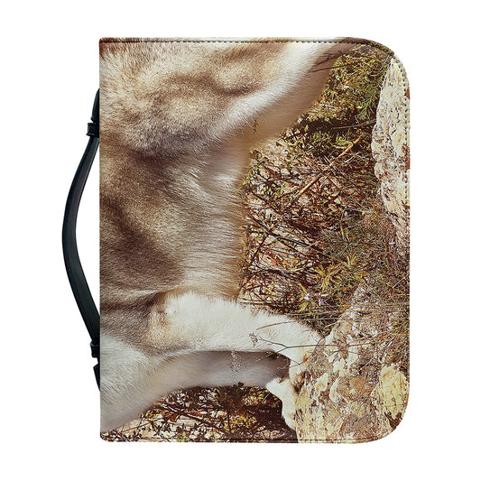 Vintage Alaskan Malamute Print Leather Bible Cover