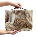 Vintage Alaskan Malamute Print Leather Bible Cover