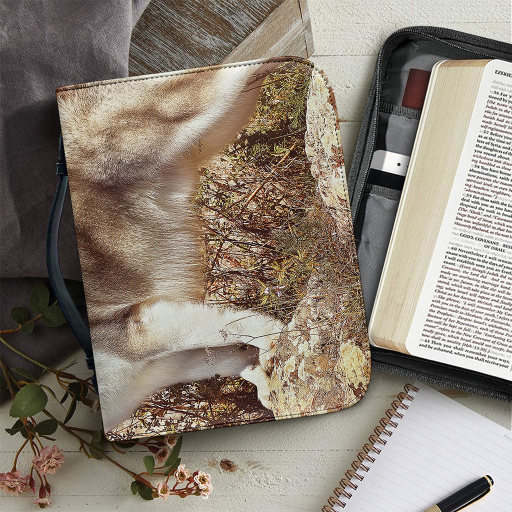 Vintage Alaskan Malamute Print Leather Bible Cover