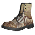 Vintage Alaskan Malamute Print Lace-Up Boots