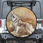 Vintage Alaskan Malamute Print Leather Spare Tire Cover