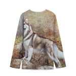 Vintage Alaskan Malamute Print Long Sleeve Short Coat