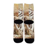 Vintage Alaskan Malamute Print Long Socks