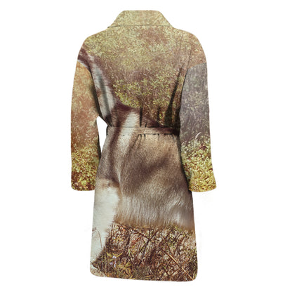 Vintage Alaskan Malamute Print Men's Bathrobe