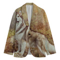 Vintage Alaskan Malamute Print Men's Blazer
