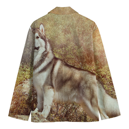 Vintage Alaskan Malamute Print Men's Blazer