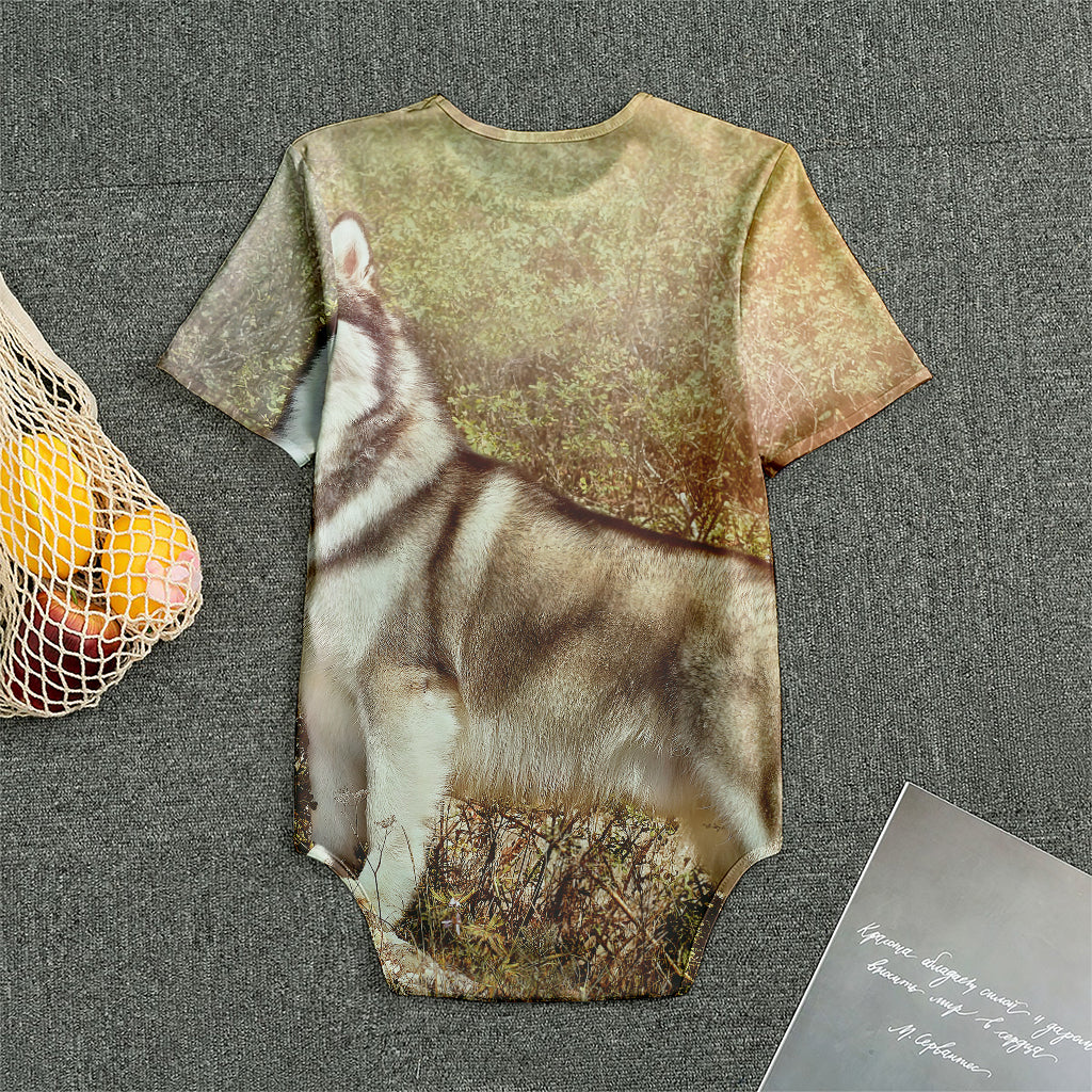 Vintage Alaskan Malamute Print Men's Bodysuit