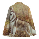 Vintage Alaskan Malamute Print Men's Cotton Blazer