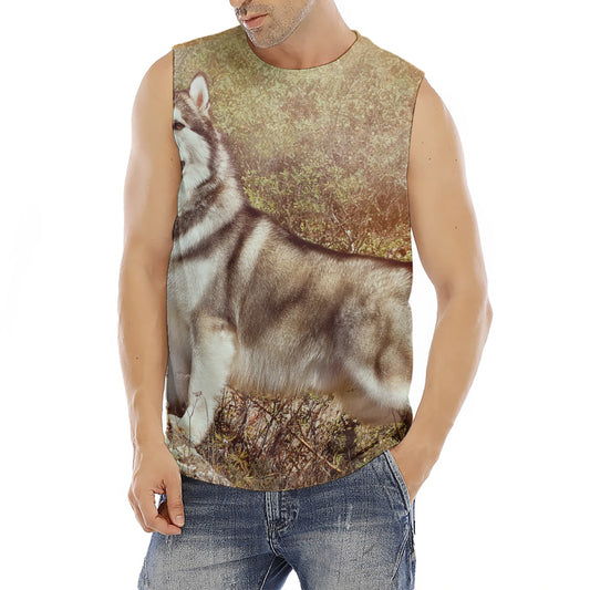 Vintage Alaskan Malamute Print Men's Fitness Tank Top