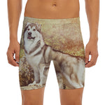 Vintage Alaskan Malamute Print Men's Long Boxer Briefs